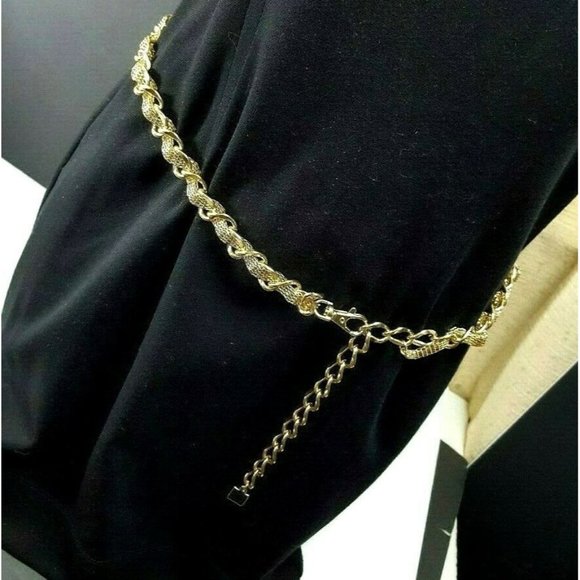Gold Tone Link/Mesh entwined Chain Belt cb-71 - Picture 2 of 5